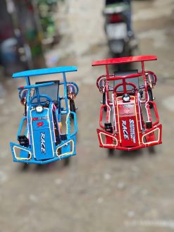 two Mini escooters for entertainment park, one in blue and one red.