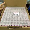 A box of 100 pcs cell battery 18650 in a carton box with logo of Hanoi Escooters company