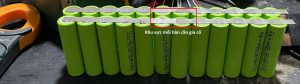 a lithium ion battery in the making with 2s6p configuration using green cylindrical cells 