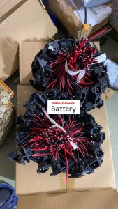 two bundles of t-type socket soldered with red and black cable around 20cm serving as charging port for ebike