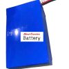 a 36v 15ah rectangle battery with blue heatshrink cover, connected to two electrical cords.