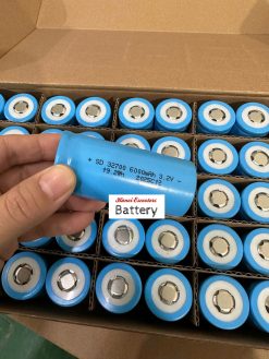 a box includes many cell batteries, with the stockist's logo on top.