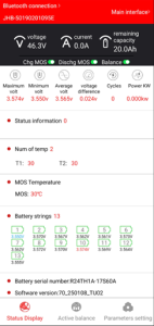 DALY smart app display after fixing errors. 
