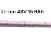 Lithium ion battery in the making progress with 13 rows of cells, each row 6 pink cells.