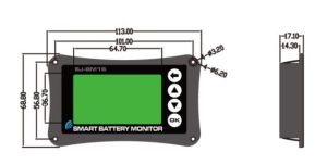Size and dimensions of JK LCD Battery monitor 