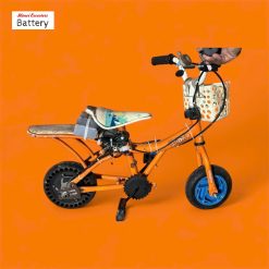 a bicycle in orange with conversion kit to electric