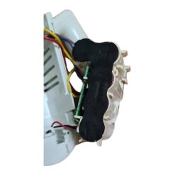 A battery for cleaner robot in white plastic holder, the photo shows five cells total.