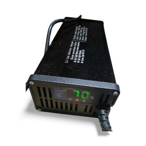 a CHARGER for folklift car battery with state of ccharge display and fan
